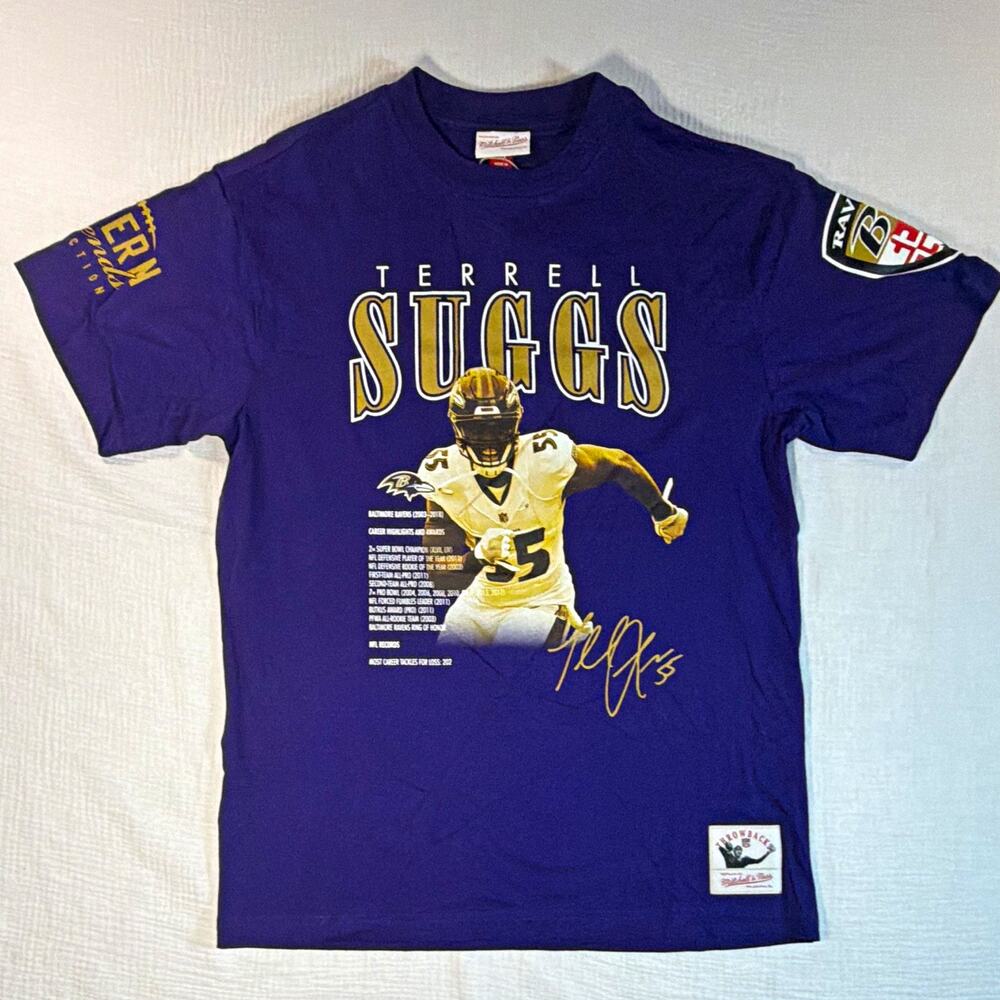 Mitchell & Ness Baltimore Ravens Terrell Suggs NFL Purple Shirt Size M Licensed